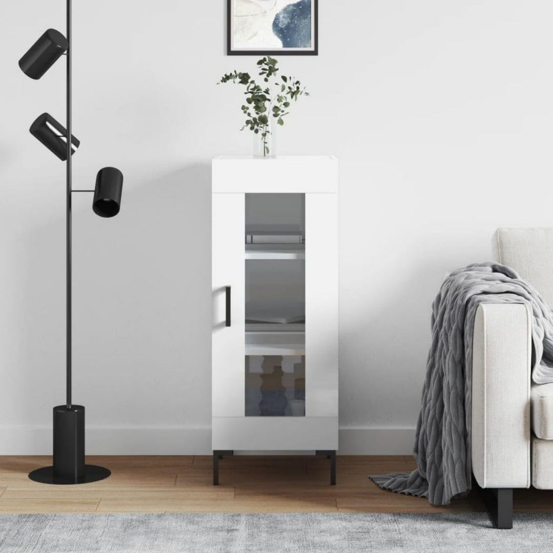 Credenza da soggiorno bianco con ante con vetro