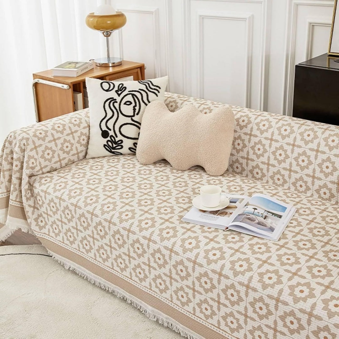 Divano confortevole Copridivano Posti Copridivani Fiori Nappe nero
