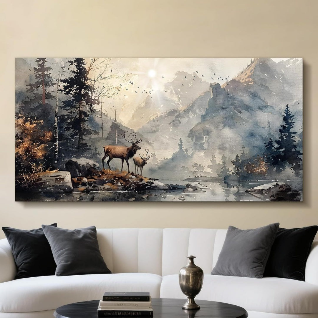 Arredo per soggiorno JHHUAMO Quadro Moderno Soggiorno Montagne nero