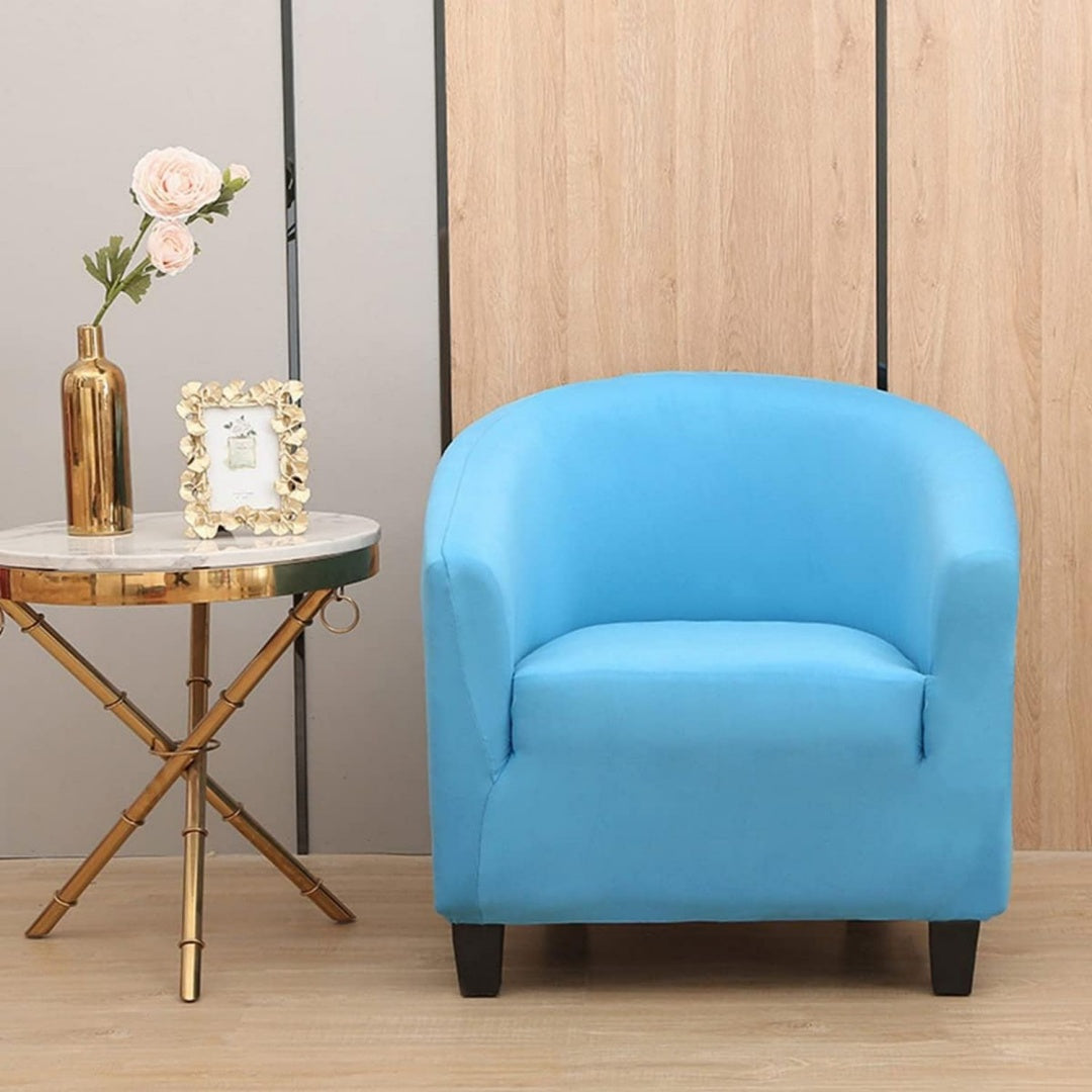 Divano da soggiorno fodere elasticizzate poltrona club, colore blu