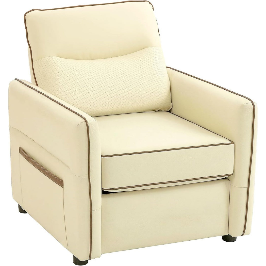 Poltrona confortevole regolabile con vano contenitore beige
