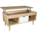 Tavolino da salotto con cassetti in legno massello bianco
