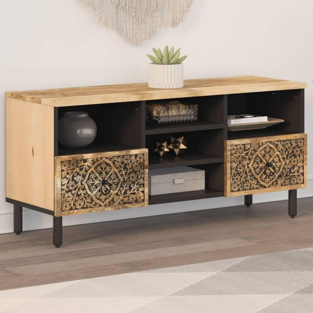 Mobile TV in legno massello stile industriale naturale