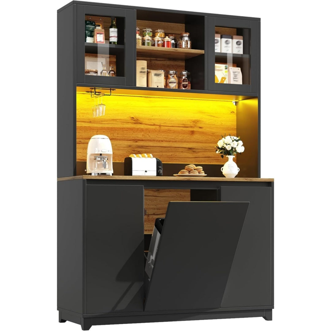 Mobile contenitore con ante con illuminazione LED nero