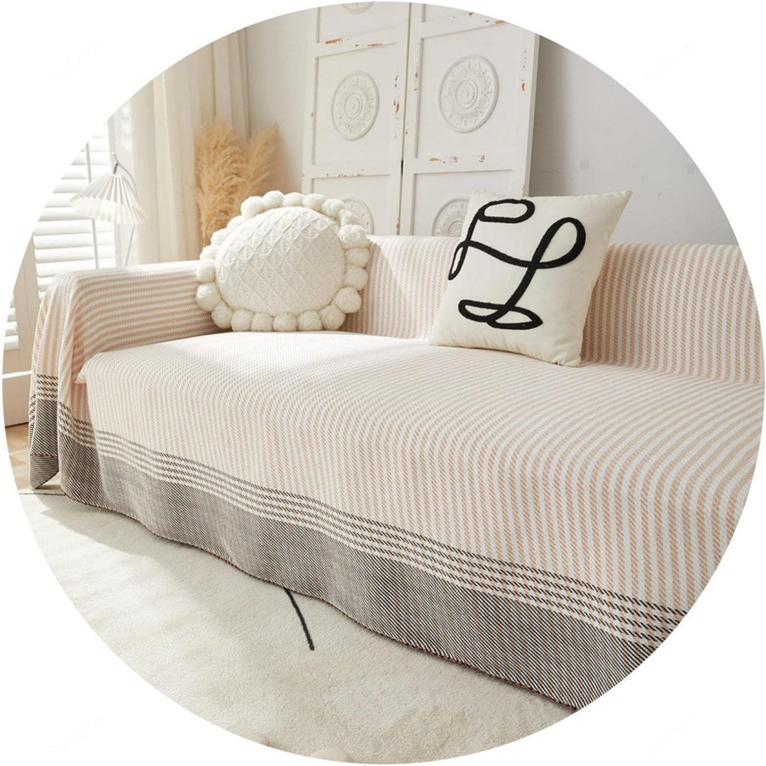 Seduta imbottita Coperta Divano Ciniglia, Linee Moderne nero