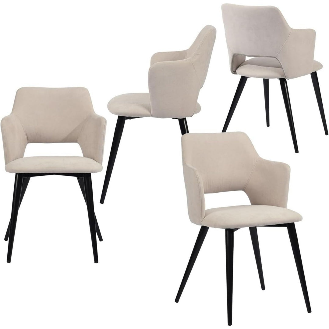 Sedie con braccioli struttura in metallo beige